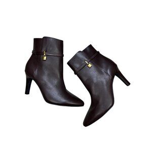 Kurt Geiger London Braxton Lock Bootie US 8.5 EU39 Stiletto Heel Preppy Brown Le